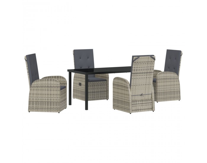 Sonata H 5 Частен Градински Комплект за Хранене с Възглавници Сиво Полиратан