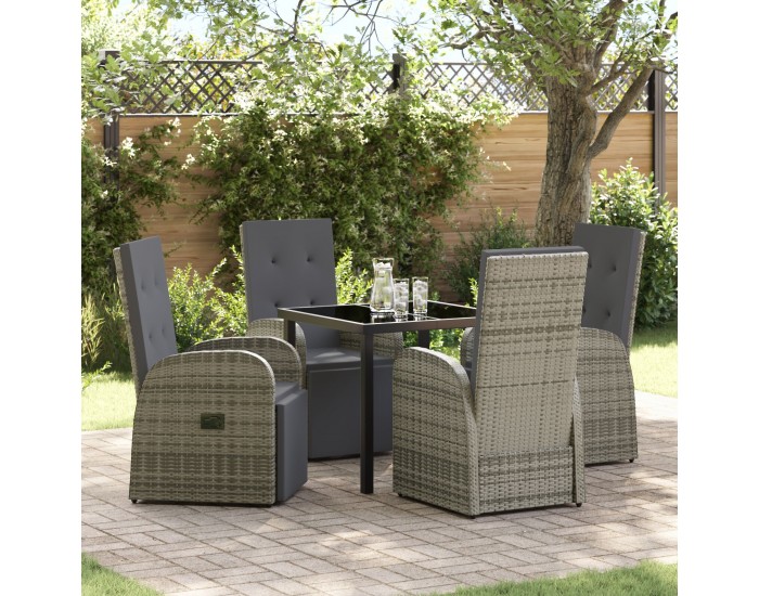 Sonata H 5 Частен комплект за градинска трапезария с възглавници Сиво Полиратан