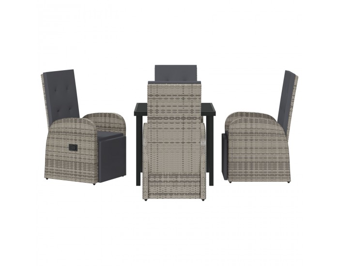 Sonata H 5 Частен комплект за градинска трапезария с възглавници Сиво Полиратан