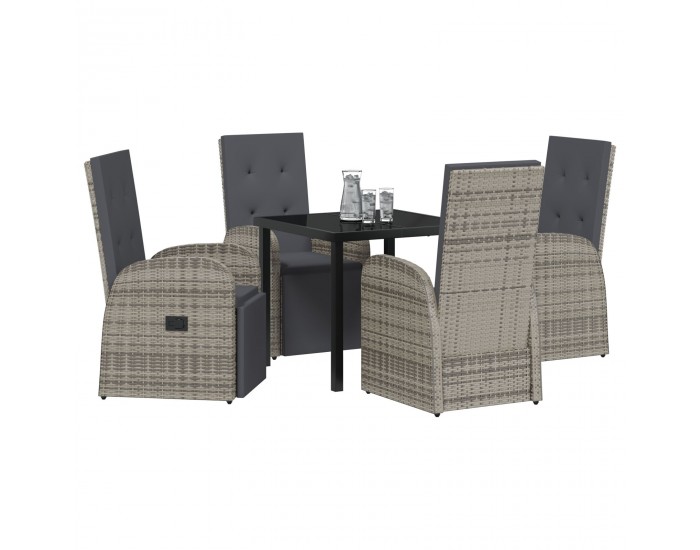 Sonata H 5 Частен комплект за градинска трапезария с възглавници Сиво Полиратан