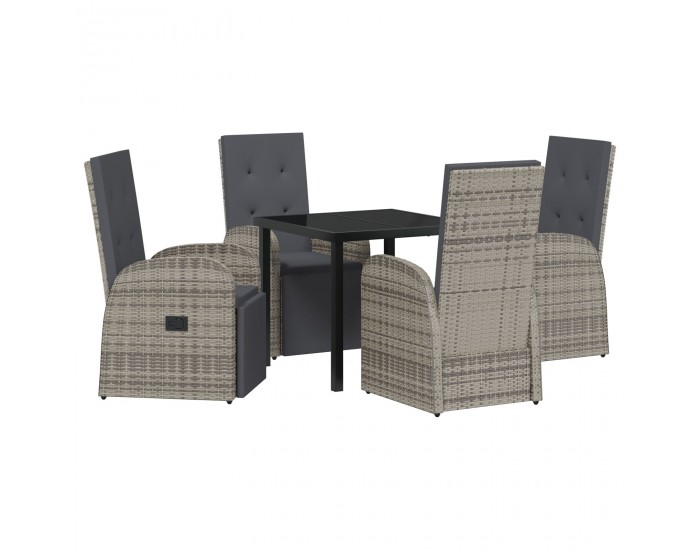 Sonata H 5 Частен комплект за градинска трапезария с възглавници Сиво Полиратан