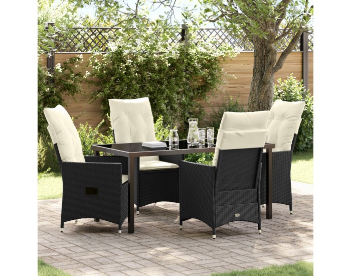Sonata H 5 Членен комплект за градина с възглавници Черен полиратан