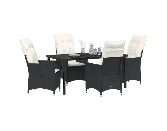 Sonata H 5 Членен комплект за градина с възглавници Черен полиратан