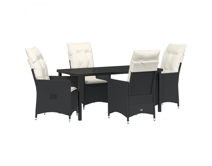 Sonata H 5 Членен комплект за градина с възглавници Черен полиратан