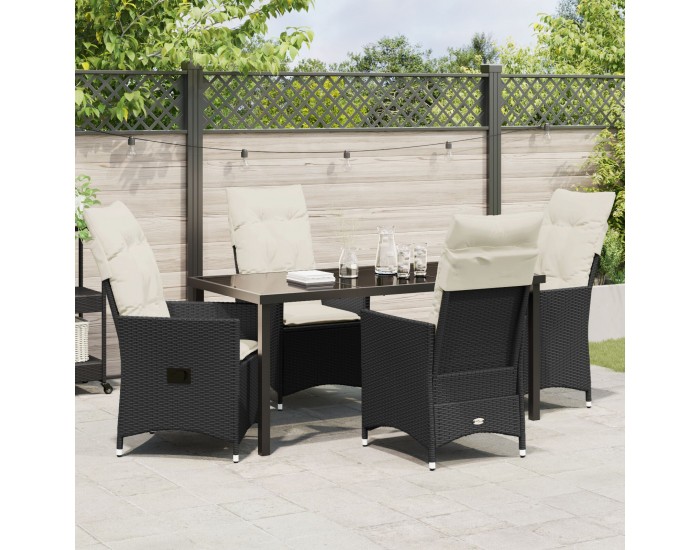 Sonata H 5 Членен комплект за градина с възглавници Черен полиратан