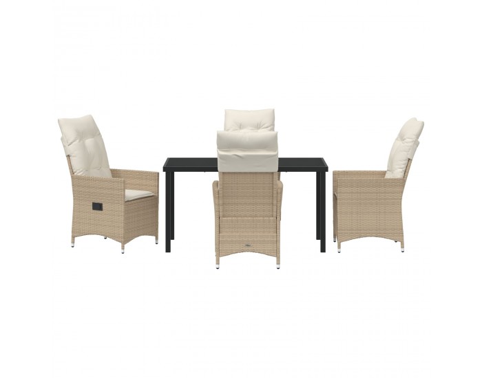 Sonata H 5 Частен градински комплект за хранене с възглавници Бежов полирактан