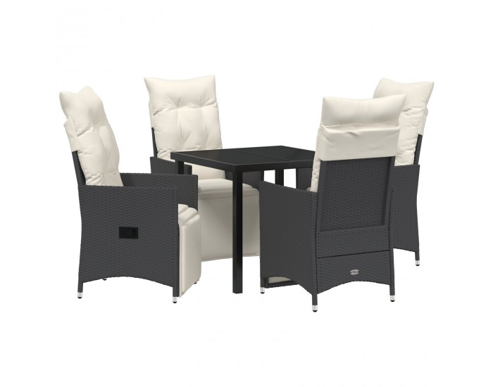 Sonata H 5 частен комплект градинска трапезария с възглавници черен полиратан