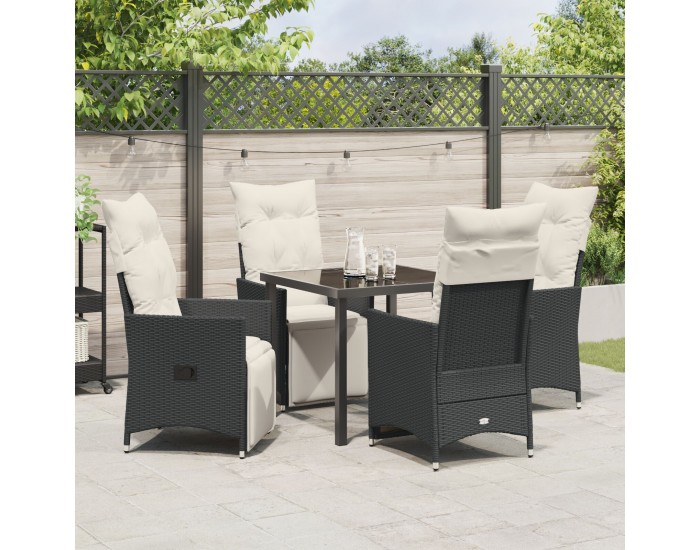 Sonata H 5 частен комплект градинска трапезария с възглавници черен полиратан