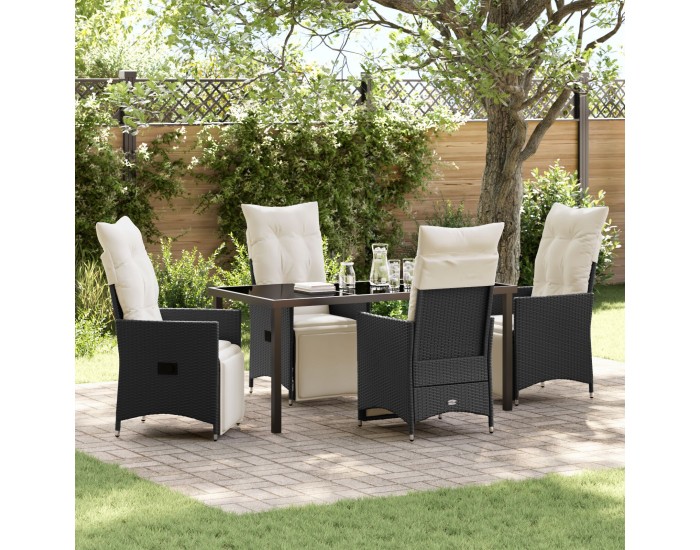 Sonata H 5 Частен градински комплект със възглавници Черен полиратан