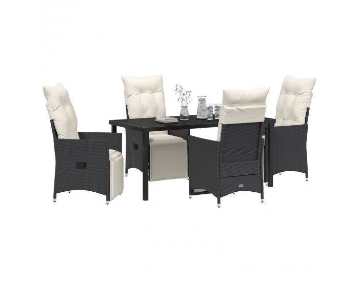 Sonata H 5 Частен градински комплект със възглавници Черен полиратан