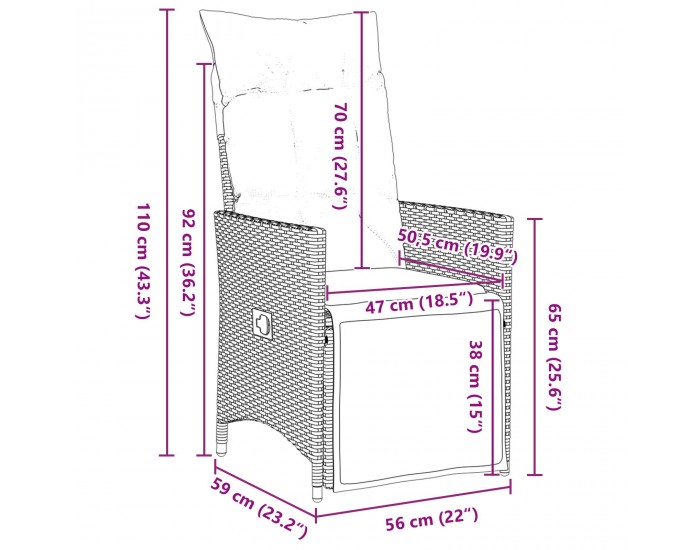 Sonata H 5 Частен градински комплект със възглавници Черен полиратан
