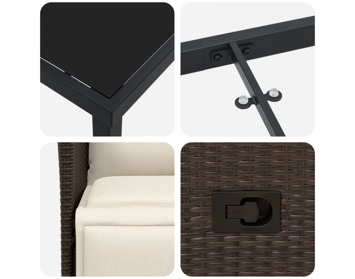 Sonata H 5 частен комплект за градина с възглавници Кафяв полиратан