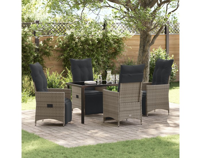 Sonata H 5 частен комплект за хранене в градината с възглавници сив полиратан