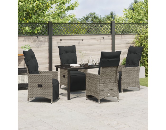 Sonata H 5 частен комплект за хранене в градината с възглавници сив полиратан