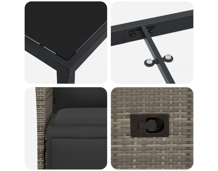 Sonata H 5 частен комплект за хранене в градината с възглавници сив полиратан