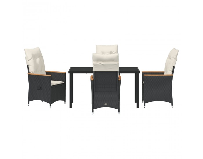 Sonata H 5 Частен комплект градински мебели с възглавници черен полиратан