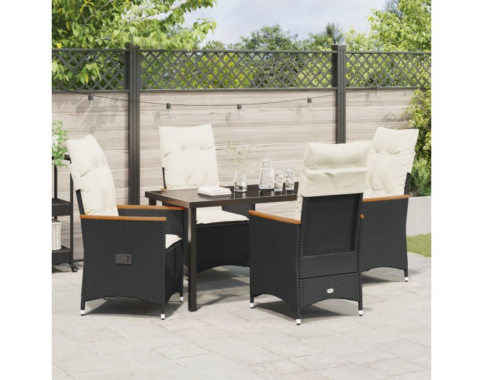 Sonata H 5 Частен комплект градински мебели с възглавници черен полиратан