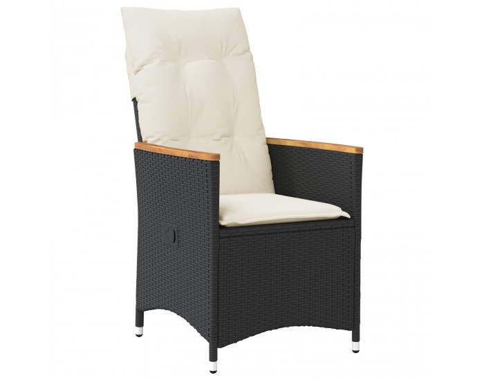 Sonata H 5 парчен комплект градинска маса с възглавници Черен поли ратан