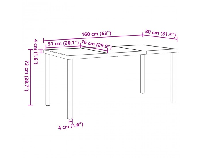 Sonata H 5 парчен комплект градинска маса с възглавници Черен поли ратан