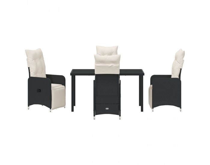 Sonata H 5 частен градински комплект за хранене с възглавници черен полиратан.