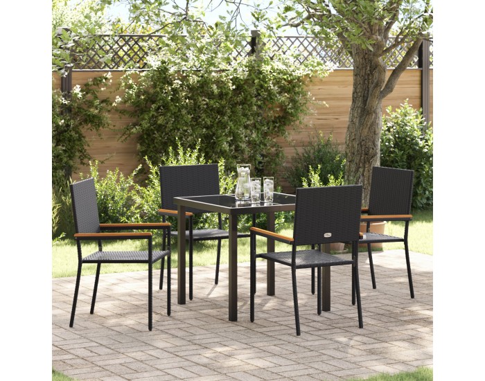 Sonata H 5-частов комплект за градинско хранене Черен Полиратан