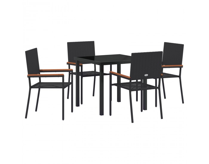 Sonata H 5-частов комплект за градинско хранене Черен Полиратан