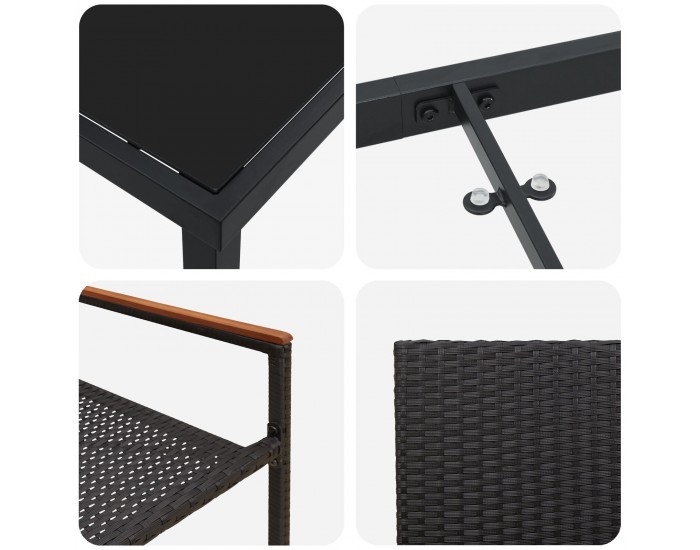 Sonata H 5-частов комплект за градинско хранене Черен Полиратан