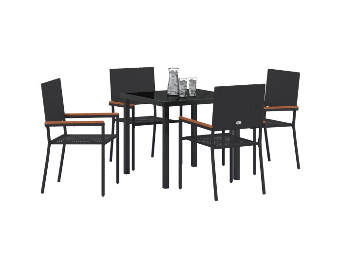 Sonata H 5-частов комплект за градинско хранене Черен Полиратан