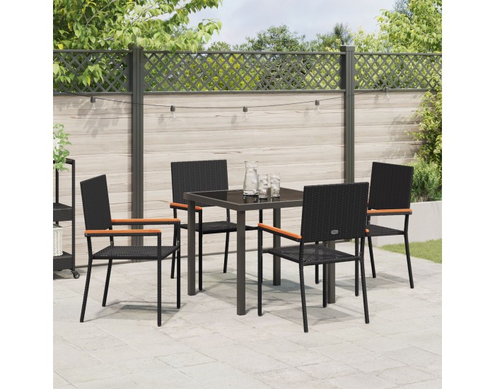 Sonata H 5-частов комплект за градинско хранене Черен Полиратан