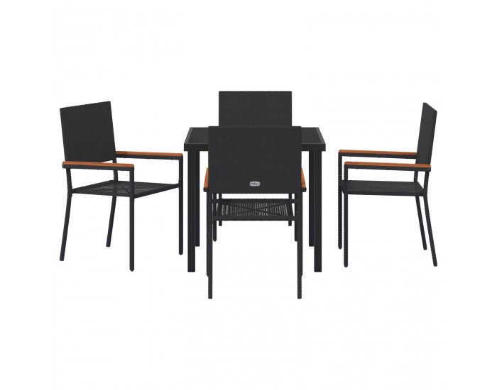 Sonata H 5-частов комплект за градинско хранене Черен Полиратан
