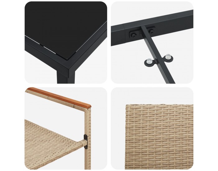 Sonata H 5 частен комплект за градинско хапване Бежова полиратанова