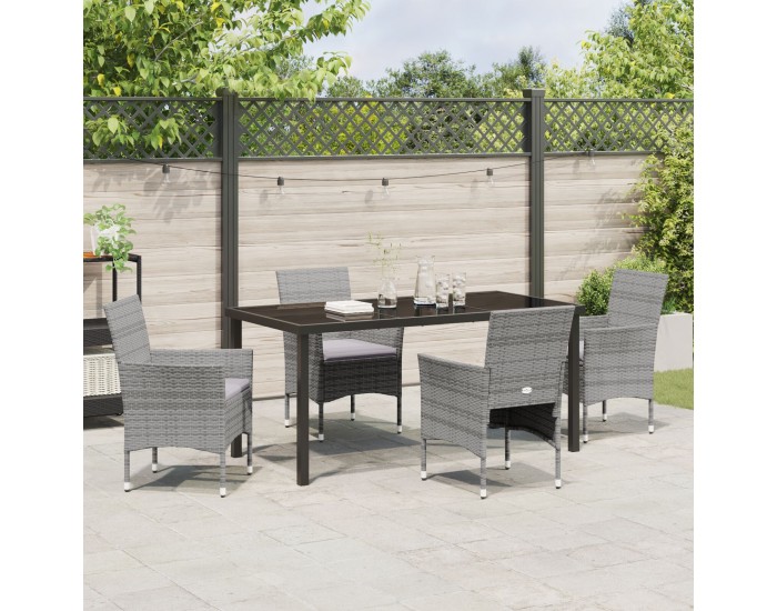 Sonata H 5 елемента градински комплект за хранене сиво полиратан