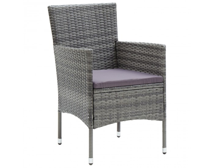 Sonata H 5 елемента градински комплект за хранене сиво полиратан