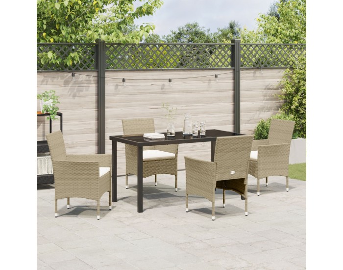 Sonata H 5 Частен Градински Трапезен Комплект Бежов Полимер Ратан