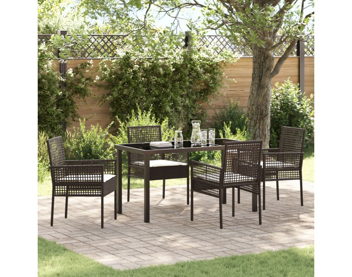 Sonata H 5 Частен градински комплект за хранене с възглавници Кафяв полиране ратан