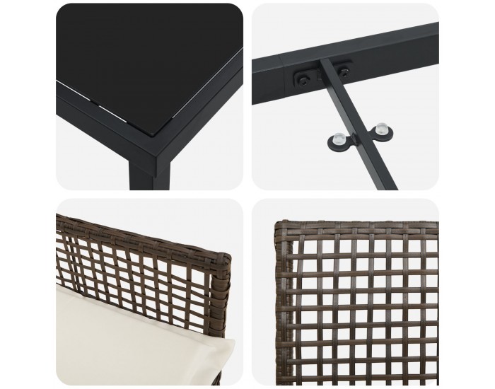 Sonata H 5 Частен градински комплект за хранене с възглавници Кафяв полиране ратан