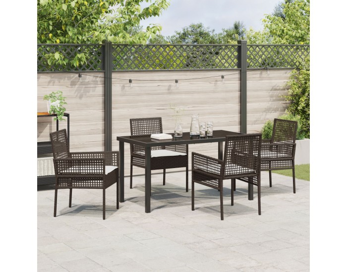 Sonata H 5 Частен градински комплект за хранене с възглавници Кафяв полиране ратан