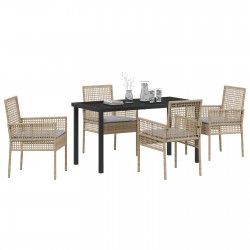 Sonata H 5-Часов градински обеден комплект с възглавници Бежов полиратан - Комплекти за външни условия