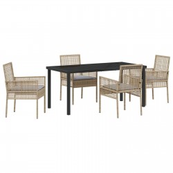 Sonata H 5 Частен Градински Трапезарий с Възглавници Бежов Поли Ратан - Sonata H