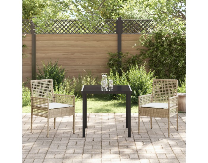 Sonata H 3-частов комплект градинска маса с възглавници бежов полиратан