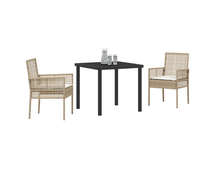 Sonata H 3-частов комплект градинска маса с възглавници бежов полиратан