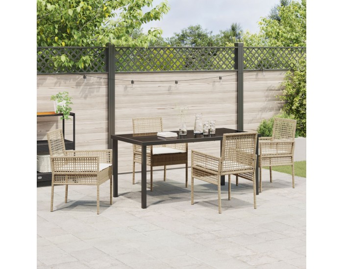 Sonata H 5 части градински трапезен комплект с възглавници Бежов полиране