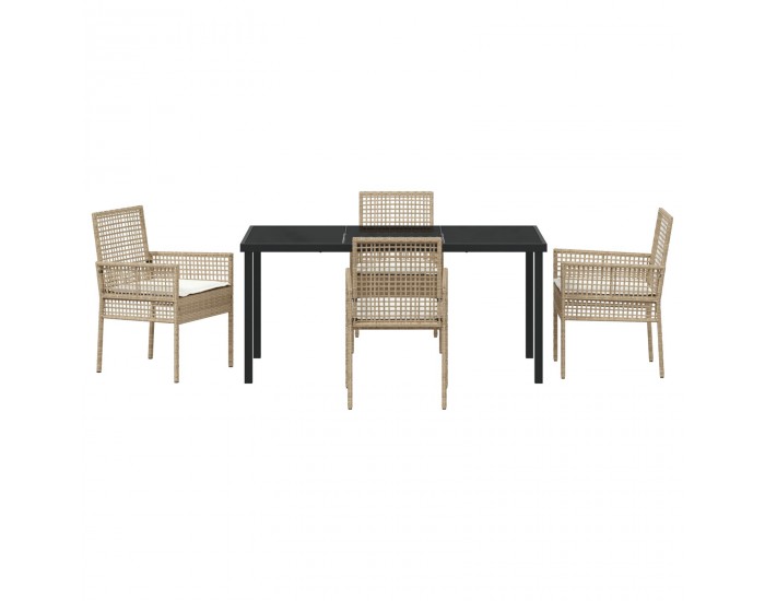 Sonata H 5 части градински трапезен комплект с възглавници Бежов полиране