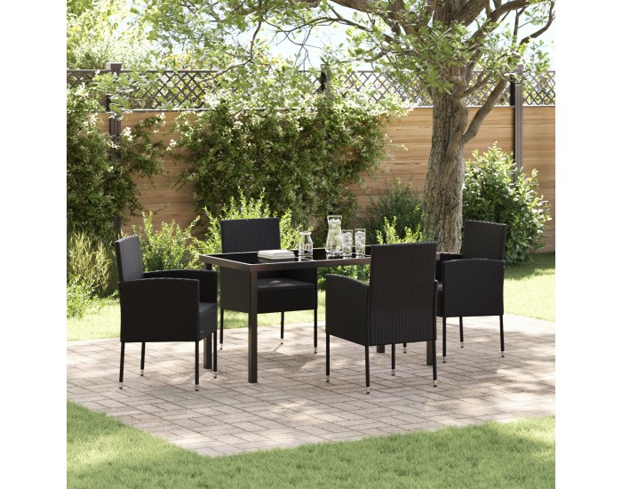 Sonata H 5 Часов комплект за градинско хранене с възглавници Черен полиратан