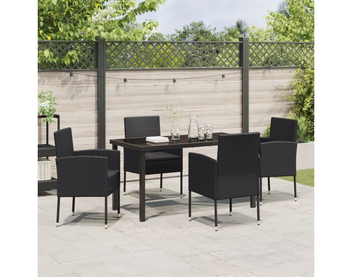 Sonata H 5 Часов комплект за градинско хранене с възглавници Черен полиратан