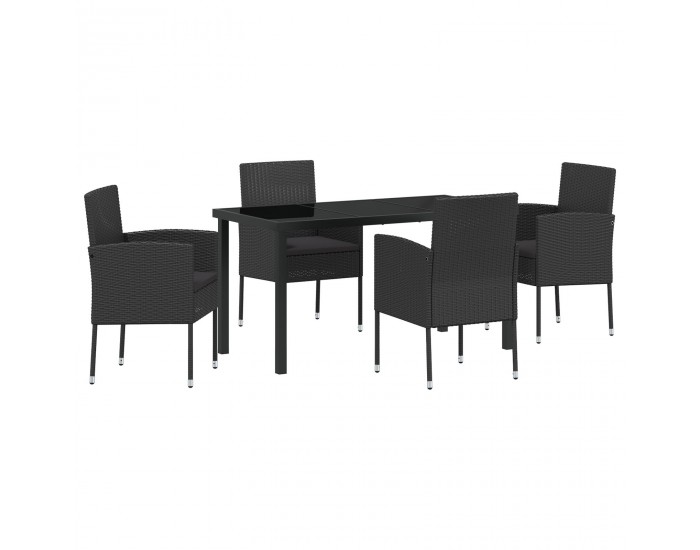 Sonata H 5 Часов комплект за градинско хранене с възглавници Черен полиратан