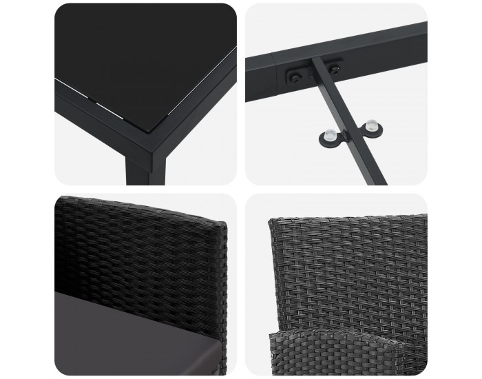 Sonata H 5 Часов комплект за градинско хранене с възглавници Черен полиратан