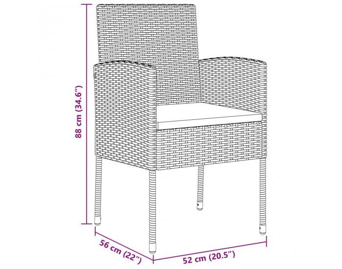 Sonata H 5 Часов комплект за градинско хранене с възглавници Черен полиратан