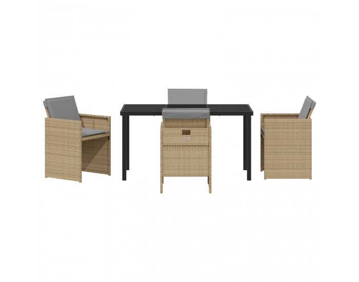 Sonata H 5 Часов Градински Комплект за Обед с Възглавници Бежов Полиратан