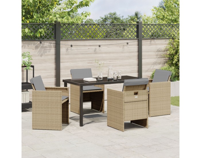 Sonata H 5 Часов Градински Комплект за Обед с Възглавници Бежов Полиратан